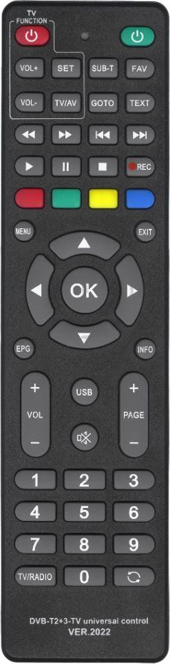 Huayu пульт для приставок DVB-T2+3-TV VER.2022 заменяет 99% пультов для DVB-T2 и IP (серия HRM2016)