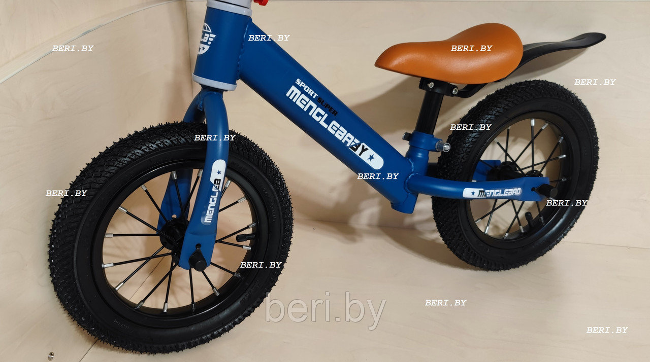 S-13 Беговел детский 12" , НАДУВНЫЕ колеса, от 2 лет, синий - фото 2 - id-p180268192