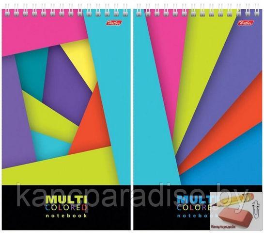 Блокнот Hatber Multicolor А5, 60 листов, на спирали сверху, пластиковая обложка, жесткая подложка, в линейку - фото 1 - id-p180268226