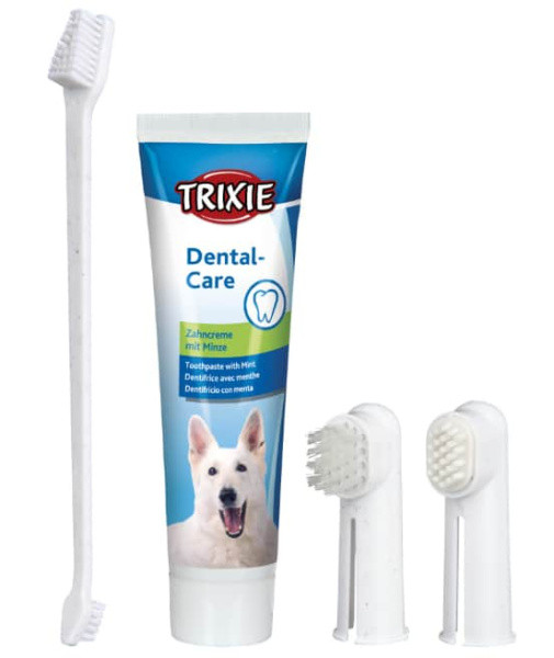 Набор для чистки зубов у собак" TRIXIE" 3 щетки + паста (2561) - фото 1 - id-p104967536