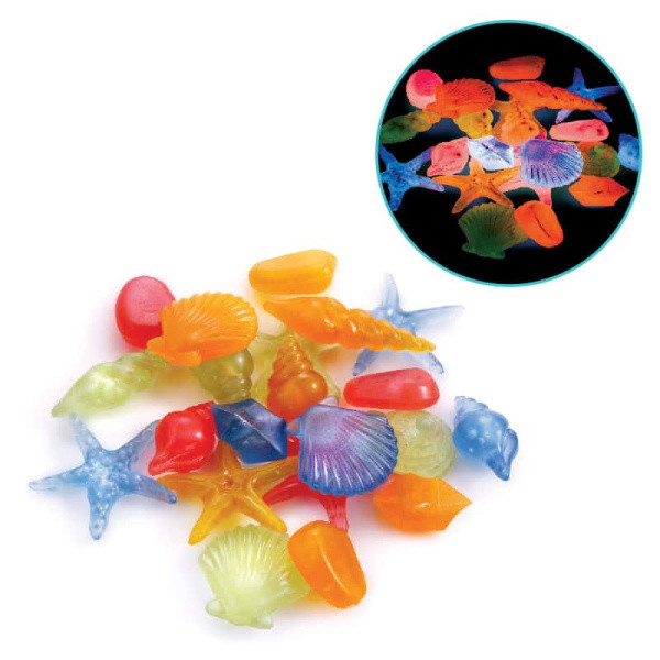 Ракушки для аквариума морские светящиеся разноцветные, 100шт (73904021)