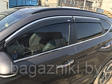 Ветровики клеящиеся Headway Hyundai Tucson с 2015 с хромом