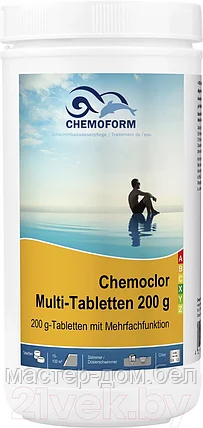 Средство для бассейна дезинфицирующее Chemoform Всё-в-одном мульти-таблетки по 200гр (1кг), фото 2