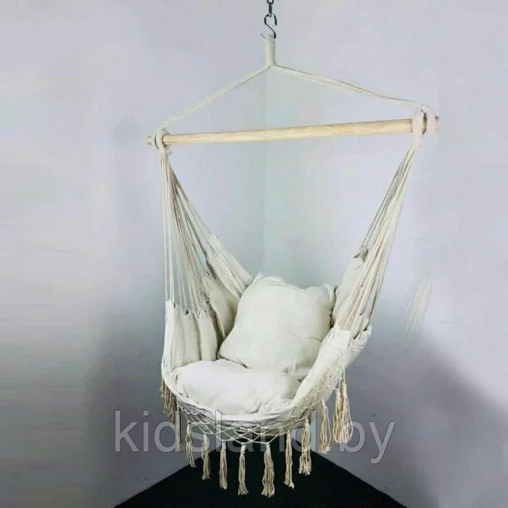 Подвесной гамак-кресло хлопковое с двумя подушками в комплекте - фото 1 - id-p180299818
