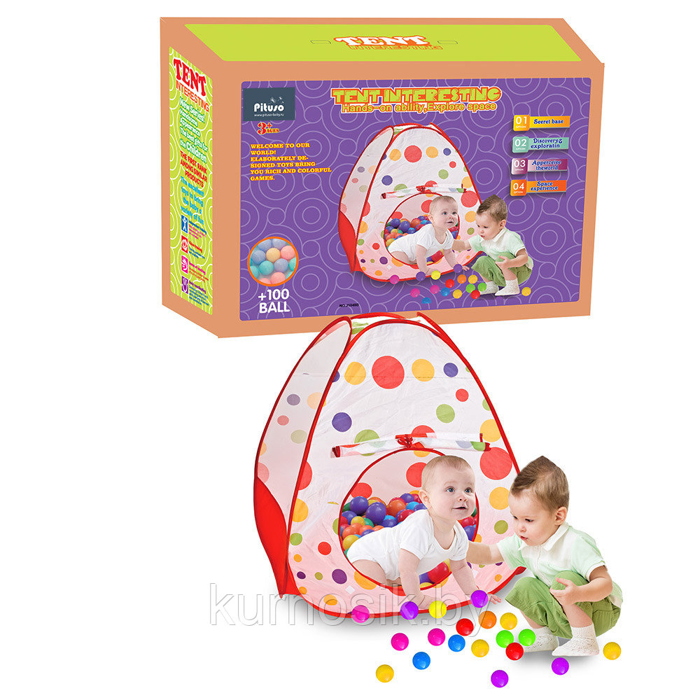 Палатка детская игровая PITUSO "Конус" 100 шаров 90х90х90 см J1048B - фото 2 - id-p180305519