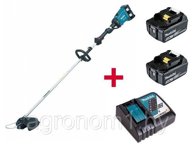 Триммер аккум. MAKITA DUR 369 LZ + АКЦИЯ (2 аккумулятора, зарядное) (18.0 В, 2 акк. 5.0 А/ч, ЗУ, 26 см, с