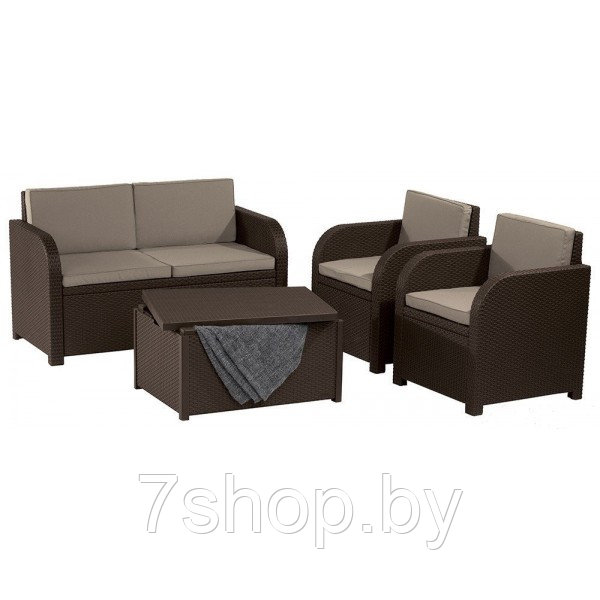 Комплект садовой мебели Modena Set (стол-сундук), коричневый - фото 1 - id-p180320732