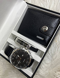 Мужской подарочный набор часы, браслет и кошелек - в ассортименте