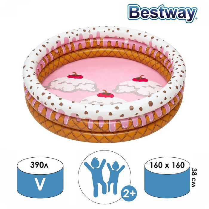 Бассейн надувной Sundae Funday, 160 x 160 х 38 см, 51144 Bestway - фото 1 - id-p180367225