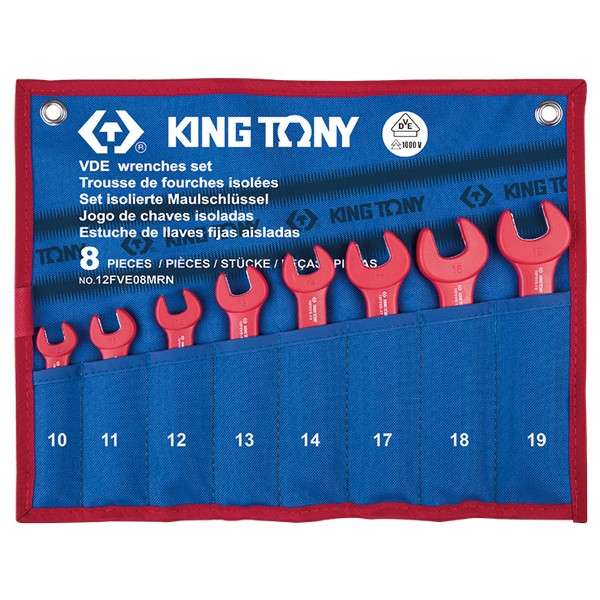 12FVE08MRN KING TONY Набор рожковых диэлектрических ключей KING TONY 12FVE08MRN, 10-19 мм, чехол из теторона, - фото 1 - id-p180370945