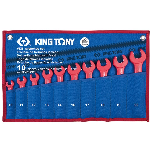 12FVE10MRN KING TONY Набор рожковых диэлектрических ключей KING TONY 12FVE10MRN, 10-22 мм, чехол из теторона,