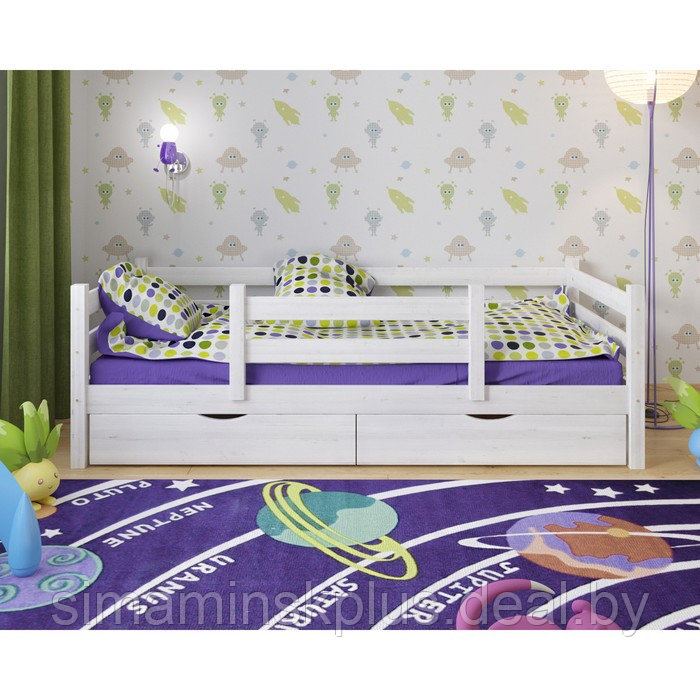 Детская кровать Сонечка с ящиками, с защитой Белый 800х1900 Без текстиля - фото 1 - id-p180388262