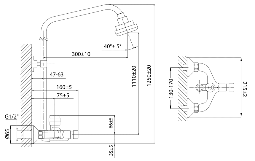 Смеситель порционный для душа Varion 9530900 с жесткой душевой стойкой - фото 2 - id-p180396207