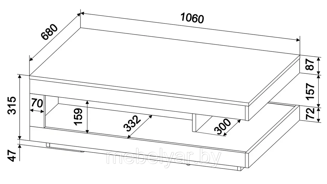 Стол журнальный Quartz QZ-СЖ2 (белый платинум/бетон) Интерлиния - фото 3 - id-p180400824