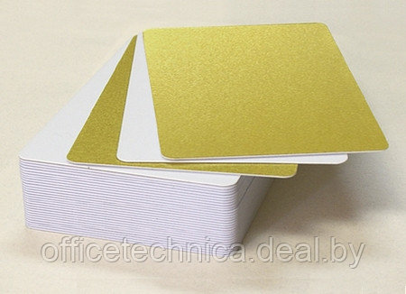 Пластиковые карты односторонние золотые S4104 оборот белый матовый RUSS-GW050PM4104 - фото 1 - id-p133922744