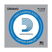 D'Addario PL008 Plain Steel Отдельная струна без обмотки, сталь, .008