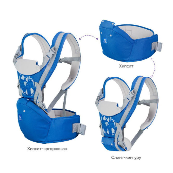 Хипсит-кенгуру Aiebao 3 в 1, рюкзак-кенгуру для переноски малыша от 0 месяцев + - фото 3 - id-p180441674