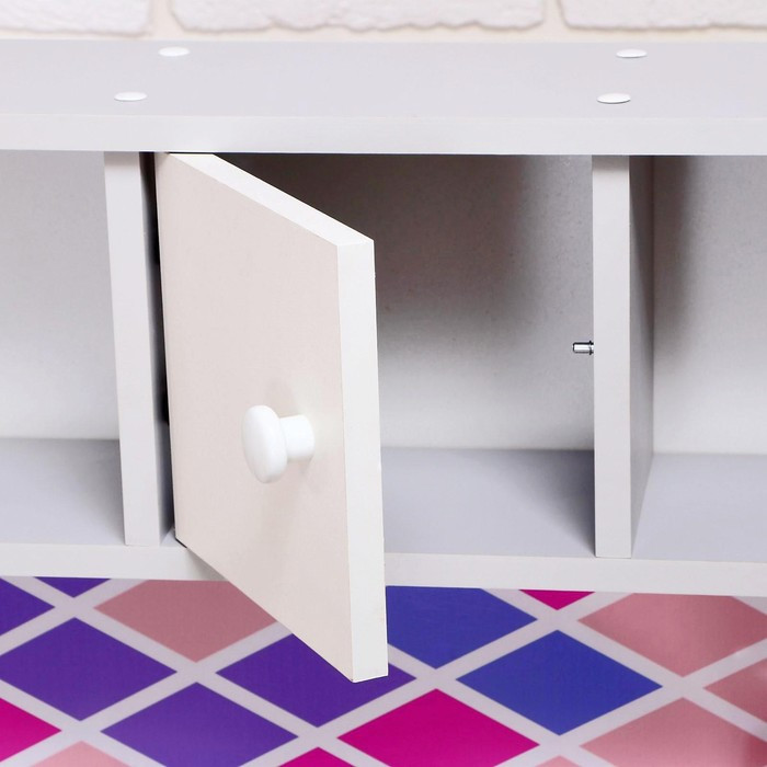 Игровая мебель «Детская кухня», цвет корпуса бело-серый, цвет фасада бело-малиновый, фартук ромб - фото 5 - id-p180493705