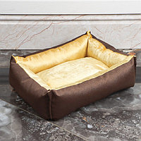 Лежанка под замшу с двусторонней подушкой, 45 х 35 х 11 см, мебельная ткань, микс цветов