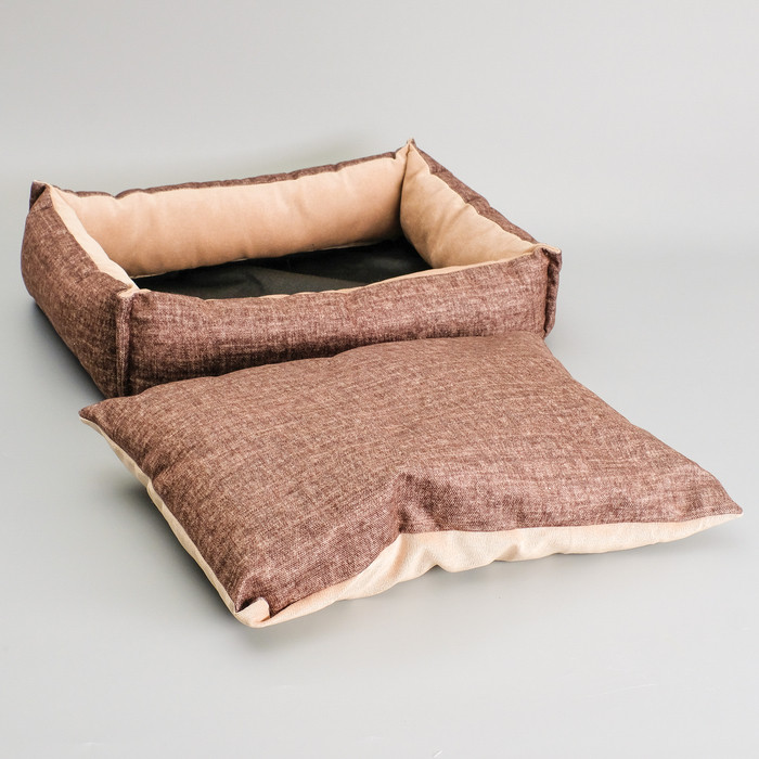 Лежанка под замшу с двусторонней подушкой, 54 х 42 х 11 см, мебельная ткань, микс цветов - фото 6 - id-p180496811