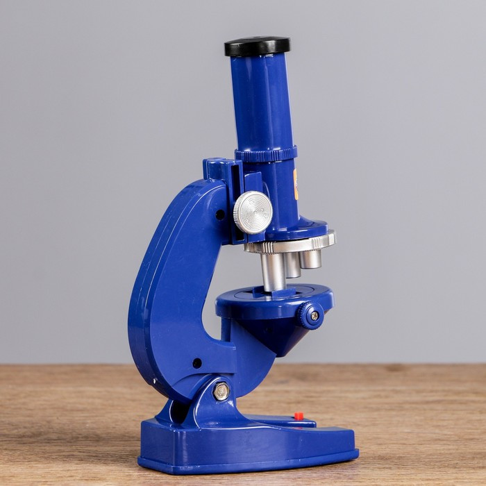 Микроскоп "Биология", кратность увеличения 450х, 200х, 100х, с подсветкой, синий - фото 3 - id-p180511844