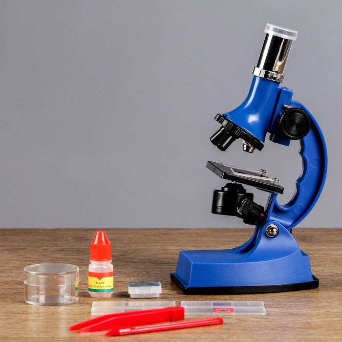 Микроскоп, кратность увеличения 600х, 300х, 100х, с подсветкой, 2АА, синий - фото 1 - id-p180511857