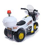 Детский электромобиль «Мотоцикл шерифа», цвет белый, фото 2