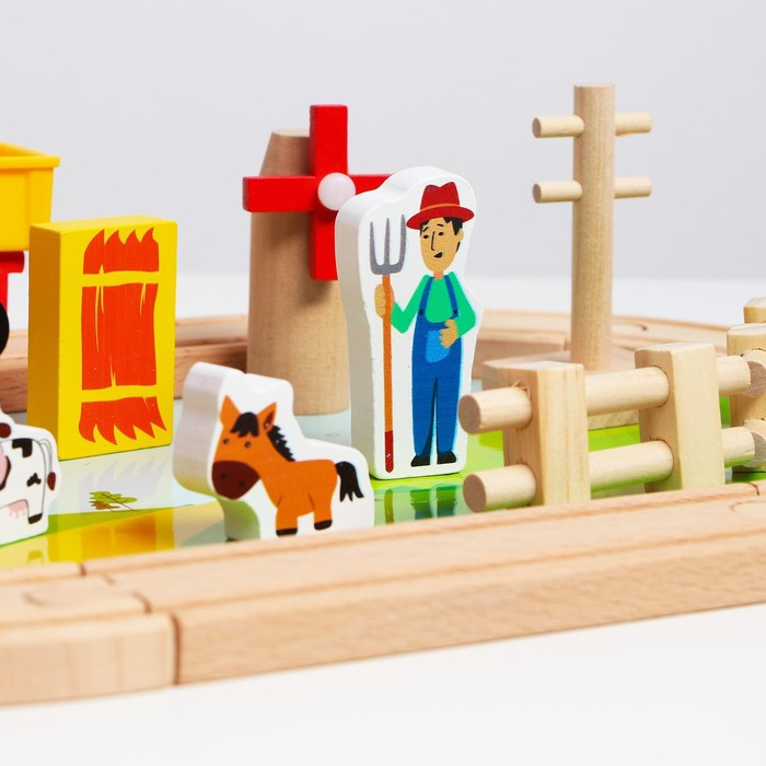 Деревянная игрушка «Железная дорога + ферма» 23 детали, 32×5×17 см - фото 4 - id-p180499487