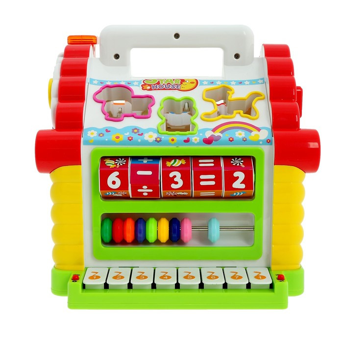 Игрушка развивающая логическая «Домик с ручкой», световые и звуковые эффекты, счёты, пианино, сортер - фото 3 - id-p180503412