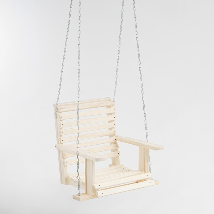 Кресло большое подвесное на цепи, деревянное, сиденье 50×65см - фото 1 - id-p180508630