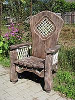 Кресло-трон садовое и банное рустикальное из дерева "Хозяин Бани"