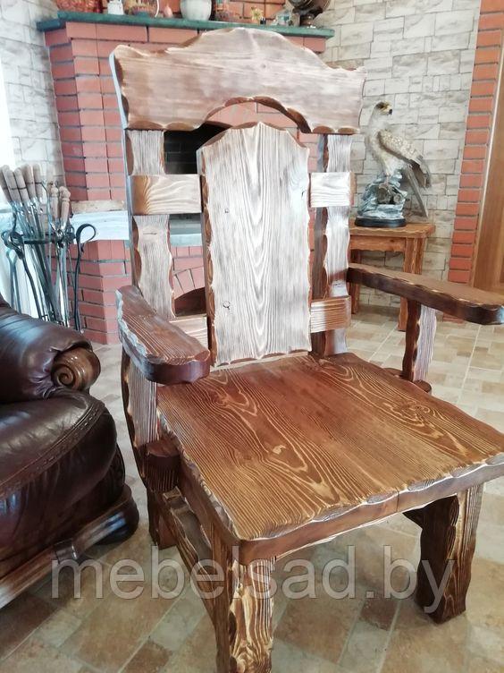 Кресло-трон садовое и банное рустикальное из дерева "Панское" - фото 1 - id-p180516266