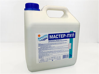 Мастер-Пул 3,0 л канистра, бесхлорное жидкое ср-во 4 в 1 для обеззараживания чистки воды