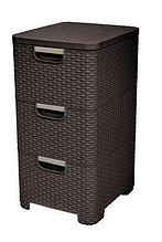 Комод X3 STYLE RATTAN DRAWER x3 DBR 210, тёмно-коричневый