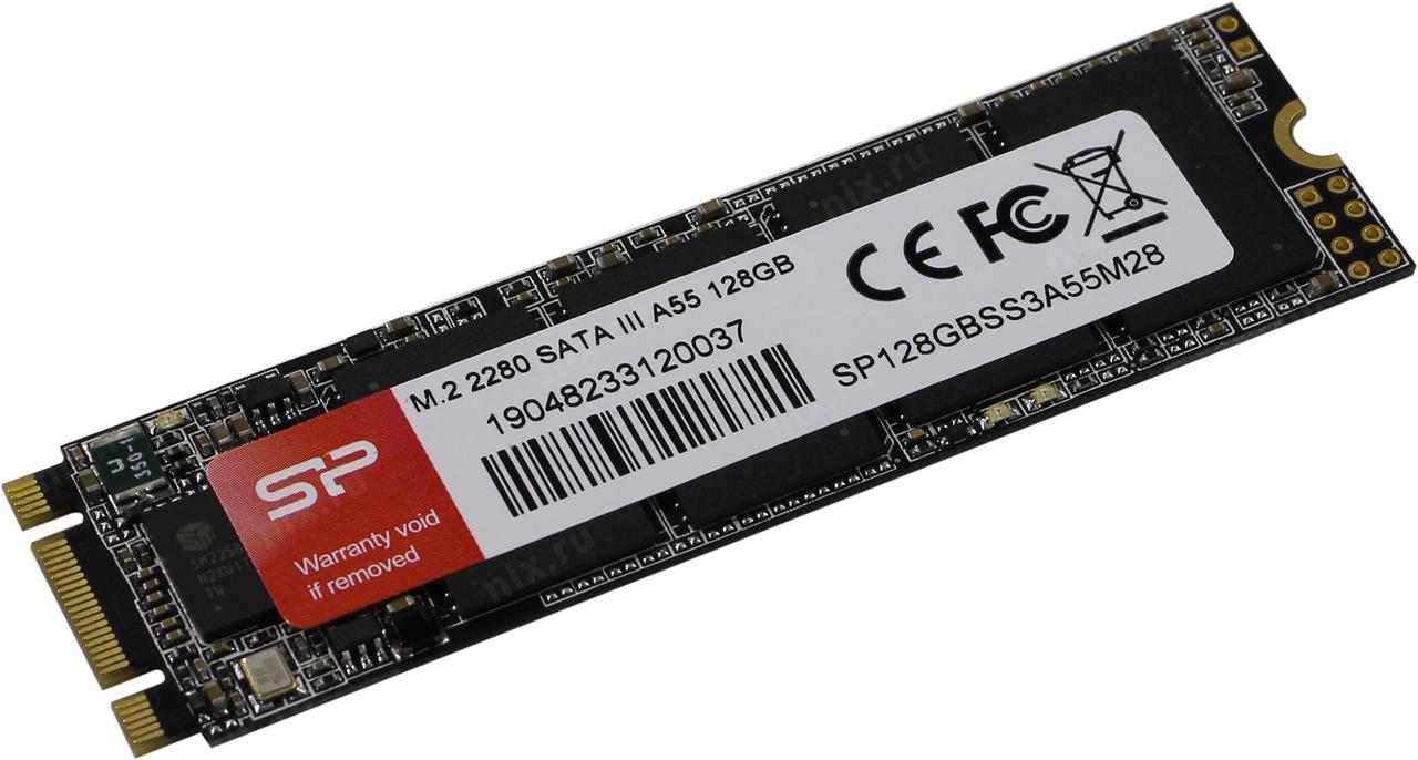 SSD 128 Gb M.2 2280 B&M 6Gb/s Silicon Power A55 SP128GBSS3A55M28 3D TLC