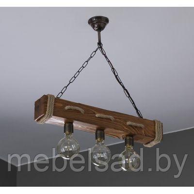 Люстра рустикальная деревянная "Лофт Супер №5" на 3 лампы - фото 1 - id-p180562335