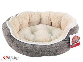 Лежак для собак и кошки NS59 бежевый спальное место для домашних животных плюшевая лежанка питомца с мехом