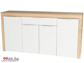 Большой деревянный комод Vental НК-5 Дуб Сонома/ белый с дверцами и ящиками для одежды спальни прихожей