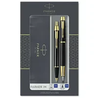 Набор ручка шариковая автоматическая + ручка перьевая "Parker IM Black GT"