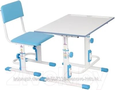 Парта+стул Polini Kids Simple / 0002441.17 (белый/синий)