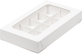 Коробка для 8 конфет с вклееным окном Белая, 190х110х h30 мм