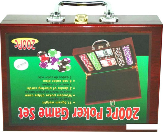 Настольная игра Zez Набор для покера в чемодане 200 фишек с номиналом 6642-S1, фото 2