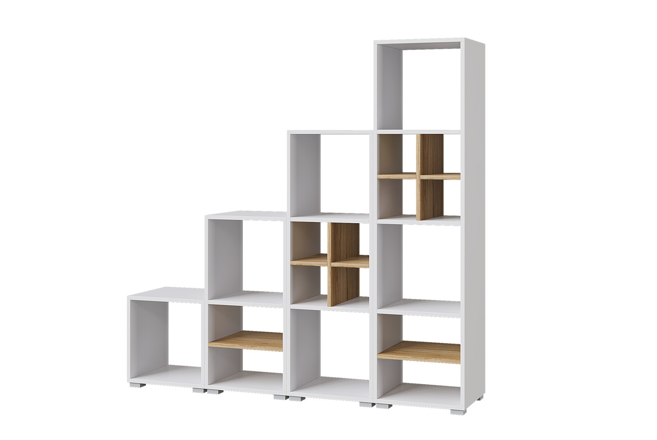 Стеллаж модульный Лайт Бокс - Дуб золотой/Белый (Горизонт)