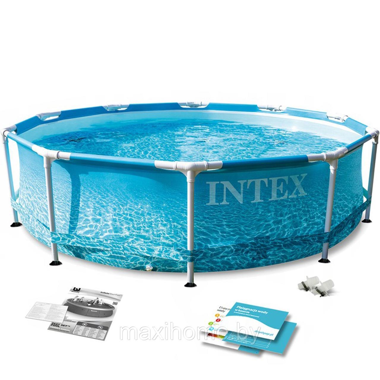 Усиленный каркасный бассейн с принтом Intex Metal Frame 28206 "BEACHSIDE" 305*76СМ - фото 1 - id-p148035558