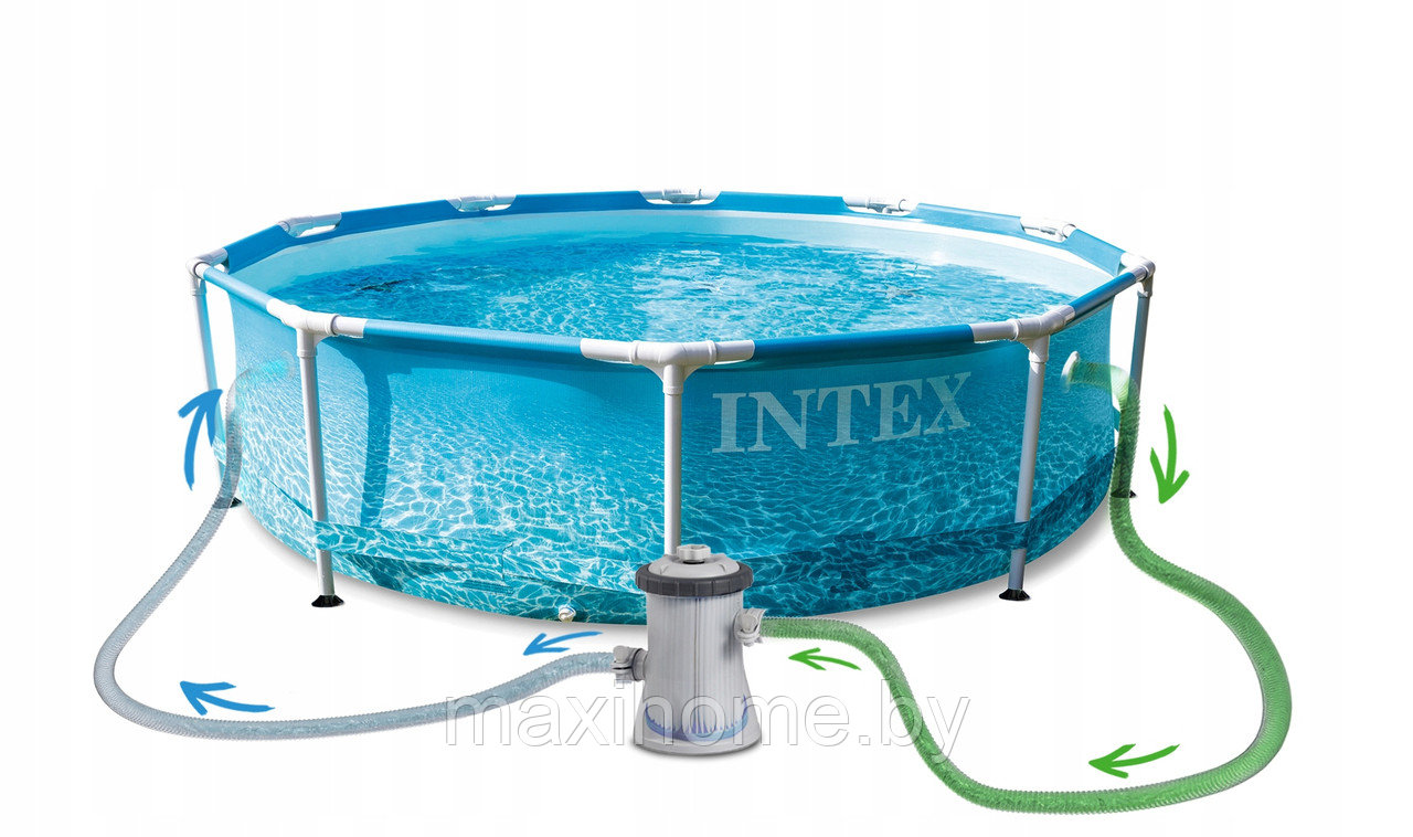 Усиленный каркасный бассейн с принтом Intex Metal Frame Beachside 28208 (305х76) (c фильтром и насосом) - фото 3 - id-p148035184