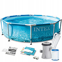 Усиленный каркасный бассейн с принтом Intex Metal Frame Beachside 28208 (305х76) (c фильтром и насосом)