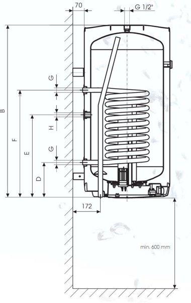 Накопительный комбинированный настенный водонагреватель Drazice OKC 160 /1m2 - фото 5 - id-p178968931