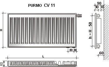 Радиатор стальной PURMO Ventil Compact 11 500х400 (нижнее подключение) - фото 3 - id-p178969279