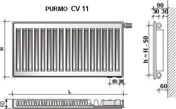 Радиатор стальной PURMO Ventil Compact 11 500х600 (нижнее подключение) - фото 3 - id-p178969280