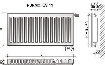 Радиатор стальной PURMO Ventil Compact 11 500х800 (нижнее подключение) - фото 3 - id-p178969281